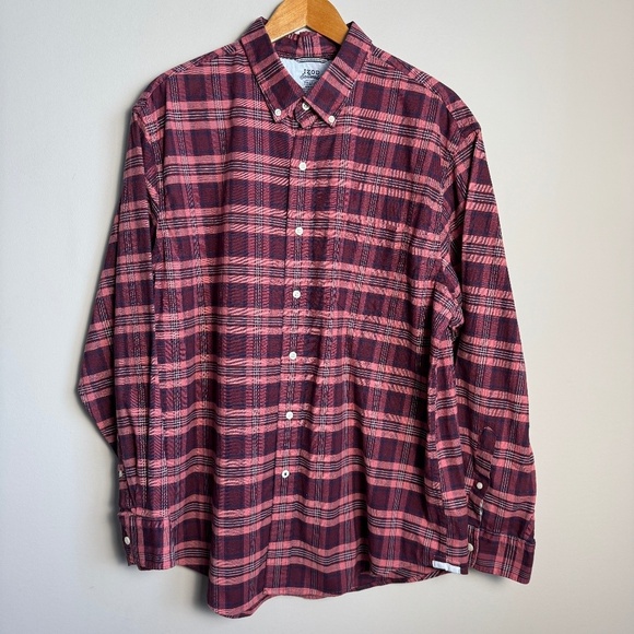 Izod Other - IZOD Saltwater Men's Long Sleeve Plaid Casual Button Up Shirt Red/Wine X-Large